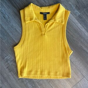 Never worn yellow cropped top with collar